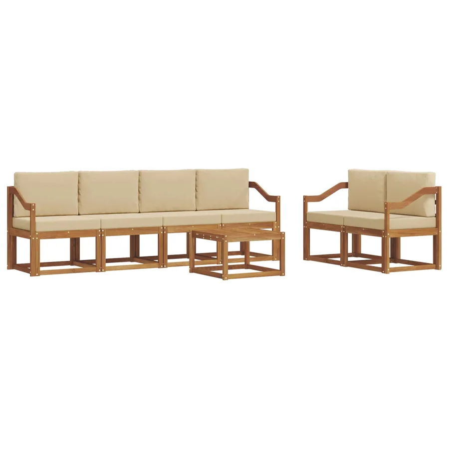 Ensemble de canapés d'extérieur 7 pcs Naturel et Beige - 2