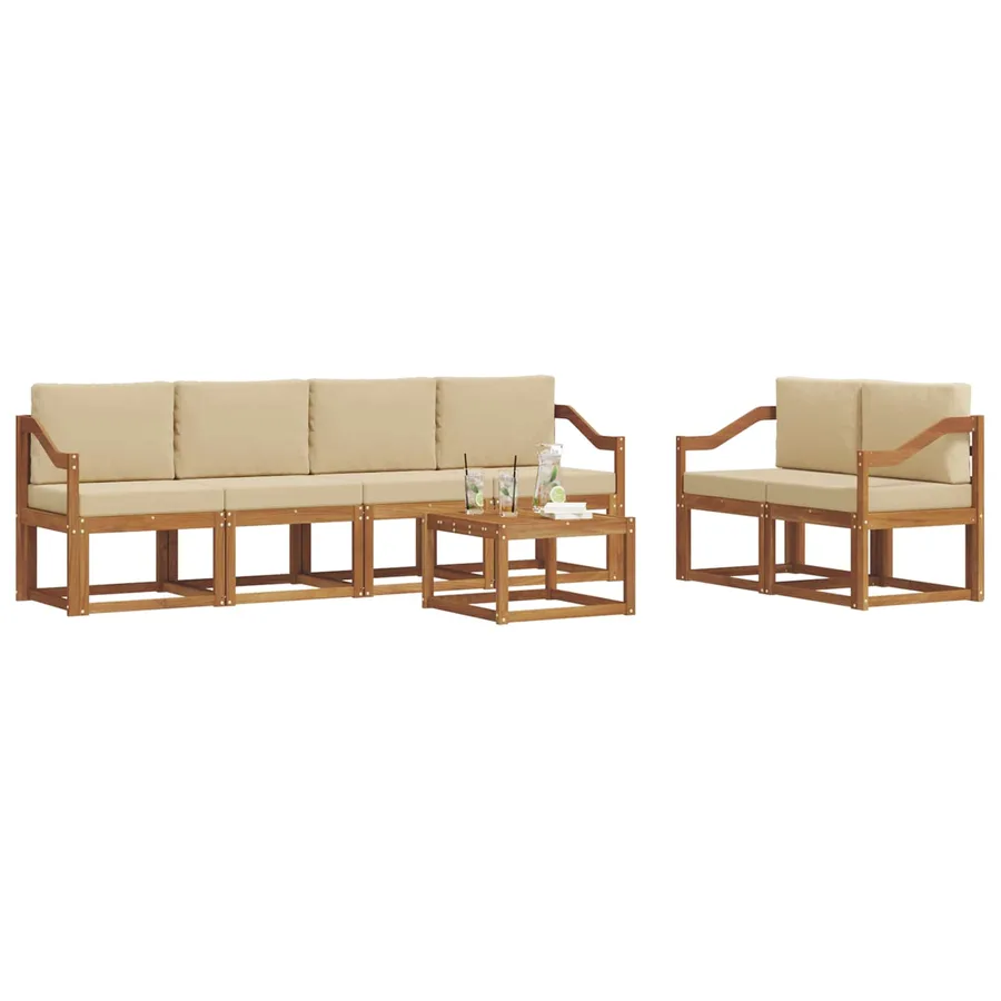 Ensemble de canapés d'extérieur 7 pcs Naturel et Beige - 3