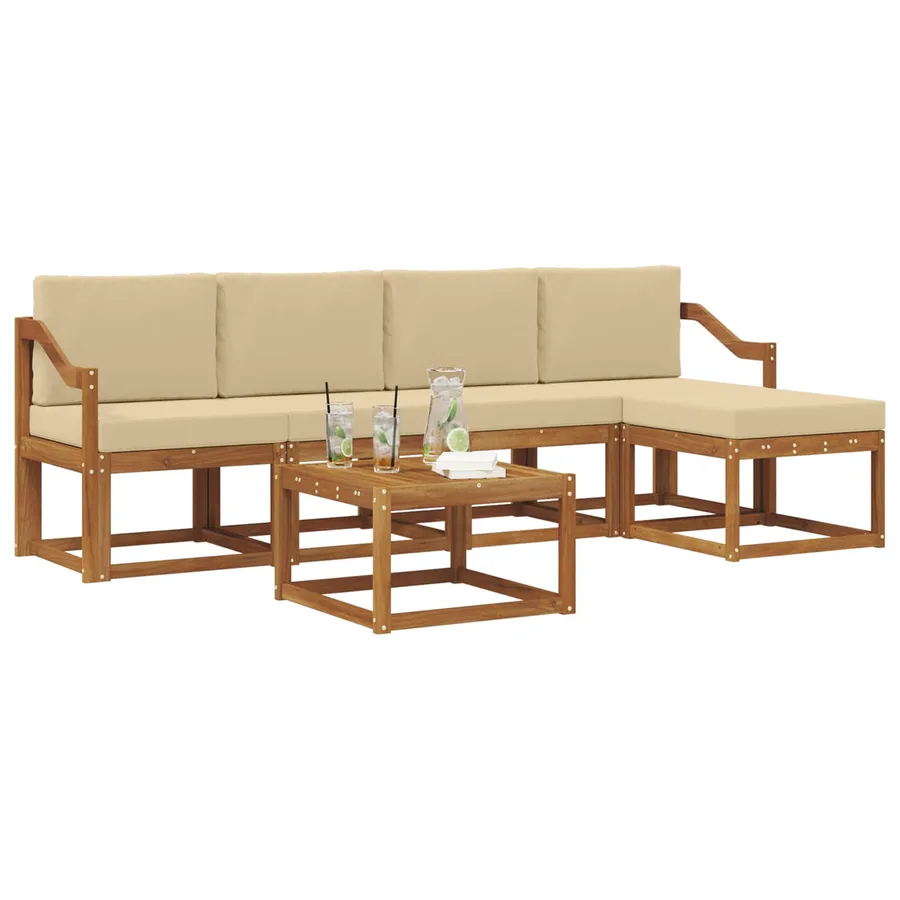 Ensemble de canapés d'extérieur 6 pcs Naturel et Beige - 3