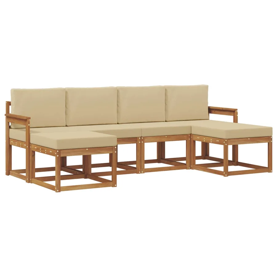 Ensemble de canapés d'extérieur 6 pcs Naturel et Beige - 2