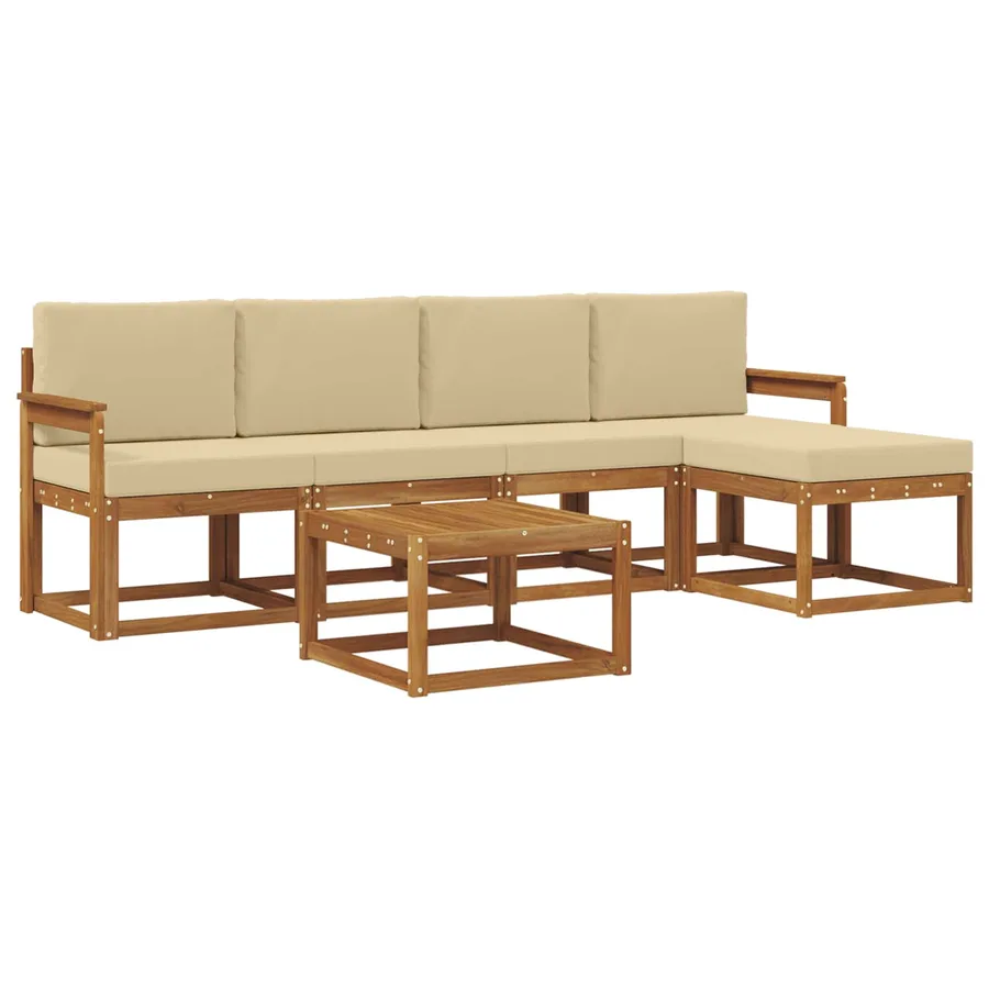 Ensemble de canapés d'extérieur 6 pcs Naturel et Beige - 2