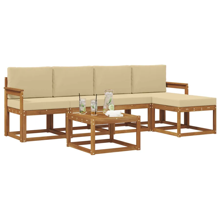 Ensemble de canapés d'extérieur 6 pcs Naturel et Beige - 3