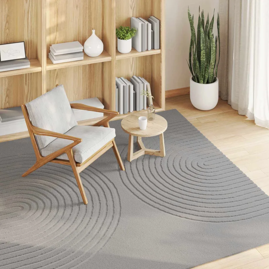 Tapis de surface Carré GALATI Gris 200 x 200 cm Polyester - 3