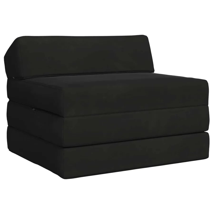 Canapé-lit pliable Noir 200 x 70 x 10 cm Velours