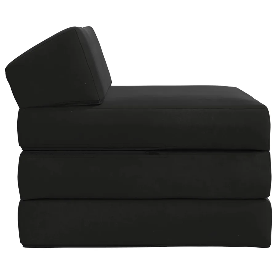 Canapé-lit pliable Noir 200 x 70 x 10 cm Velours - 3