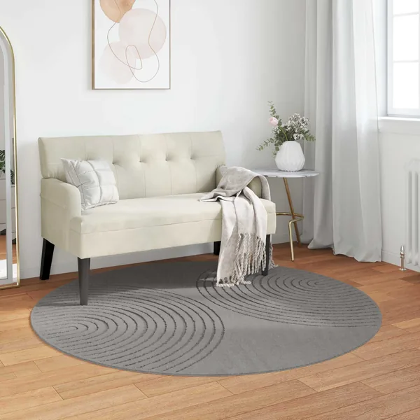 Tapis de surface Rond GALATI Gris Ø 120 CM Polyester