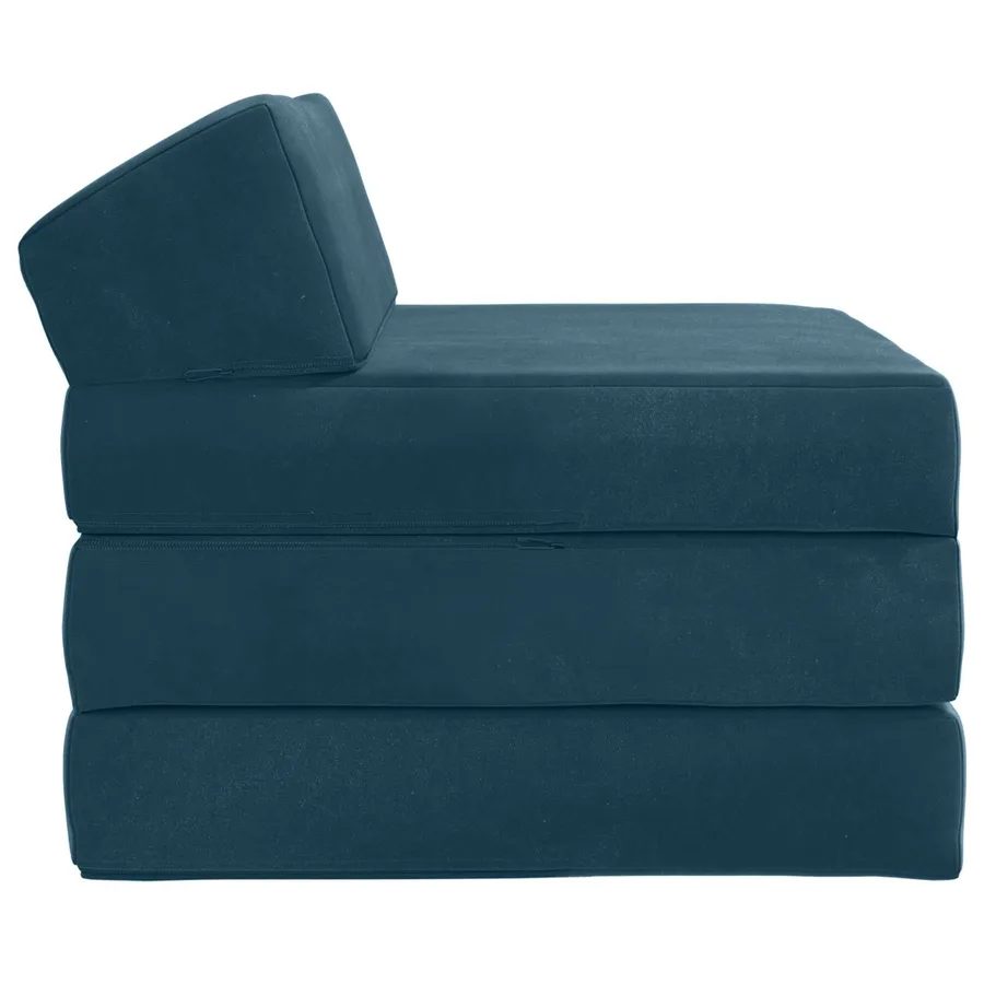 Canapé-lit pliable Bleu 200 x 70 x 10 cm Velours - 3