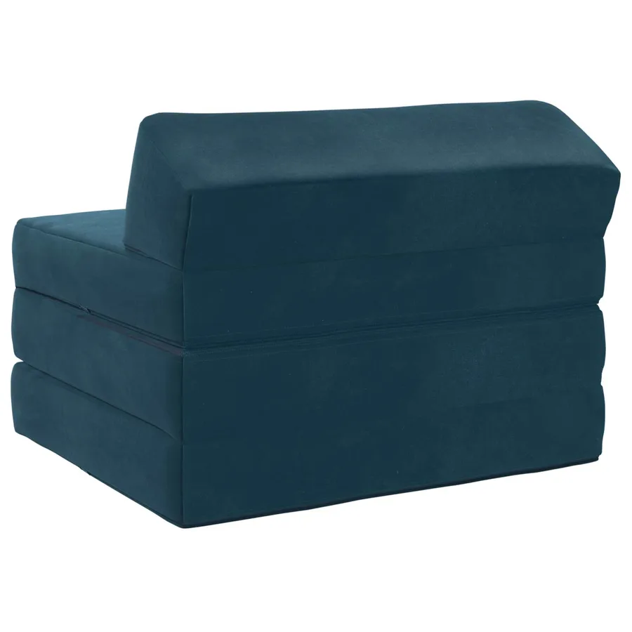 Canapé-lit pliable Bleu 200 x 70 x 10 cm Velours - 4