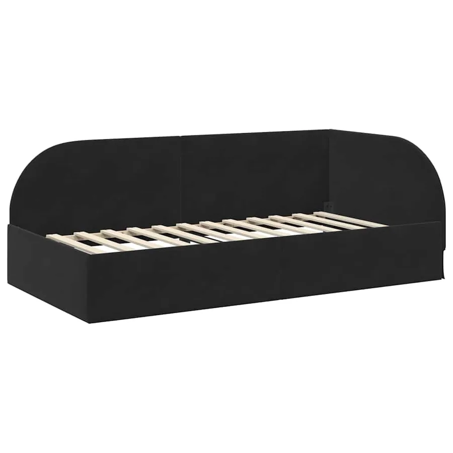 Cadre de lit d'angle Noir 100 cm x 200 cm Velours - 4