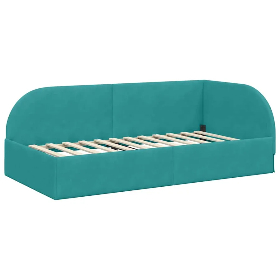 Cadre de lit d'angle avec matelas 2 pcs Turquoise Velours - 6