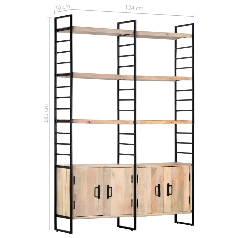 Bibliothèque à 4 niveaux 124x30x180 cm Bois de manguier massif - 9