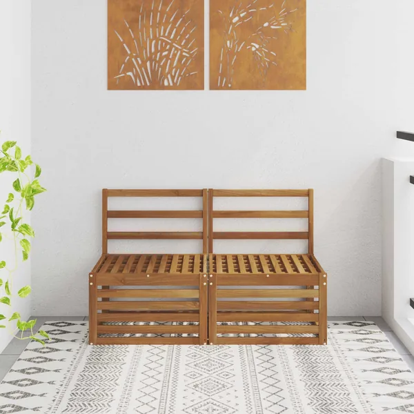 2 Pièce Sofa de milieu extérieur Bois d'Acacia Massif Naturel