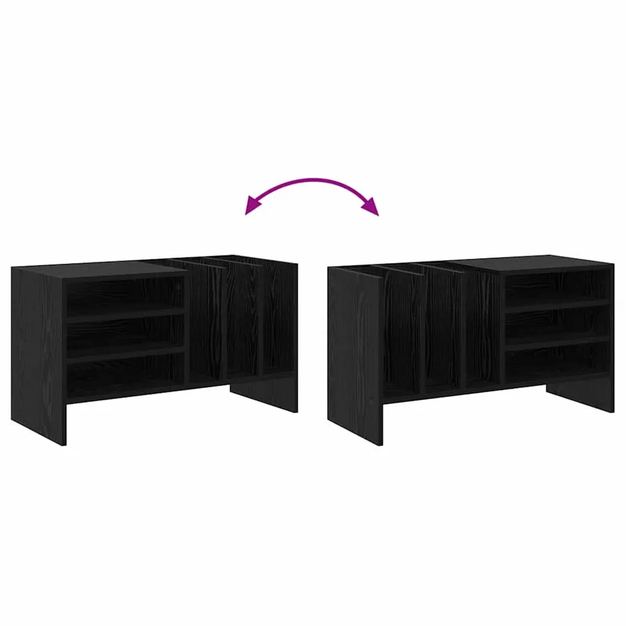 Meuble à vinyles Chêne noir 78,5 x 35 x 45 cm Bois d'ingénierie - 10