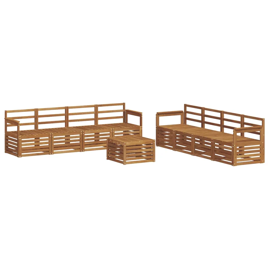 Ensembles de canapés 9 pcs Naturel Bois d'Acacia Massif - 2