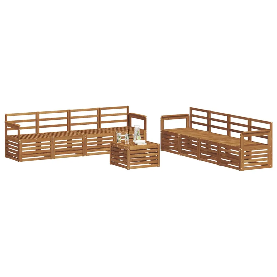 Ensembles de canapés 9 pcs Naturel Bois d'Acacia Massif - 3