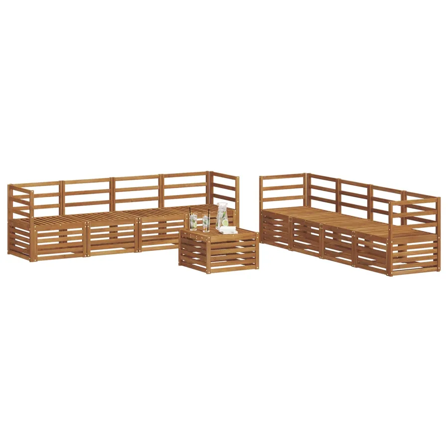 Ensembles de canapés 9 pcs Naturel Bois d'Acacia Massif - 3