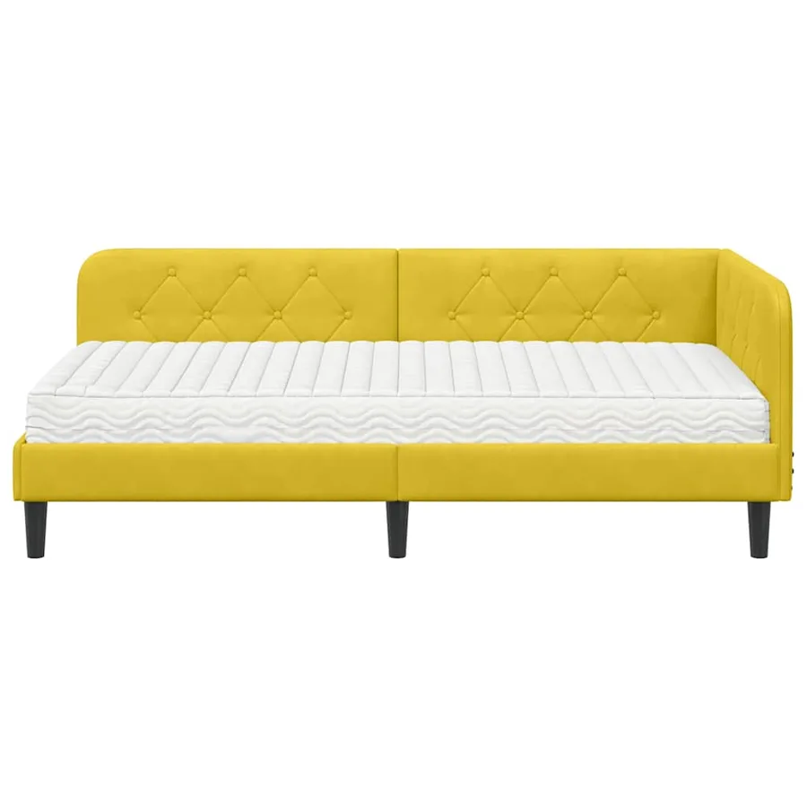 Cadre de lit d'angle Jaune 90 x 190 cm Velours - 5