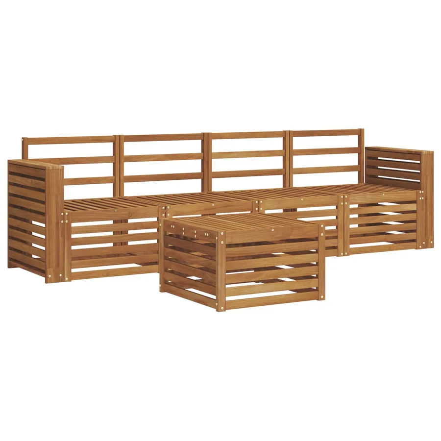 Ensembles de canapés 5 pcs Naturel Bois d'Acacia Massif - 2