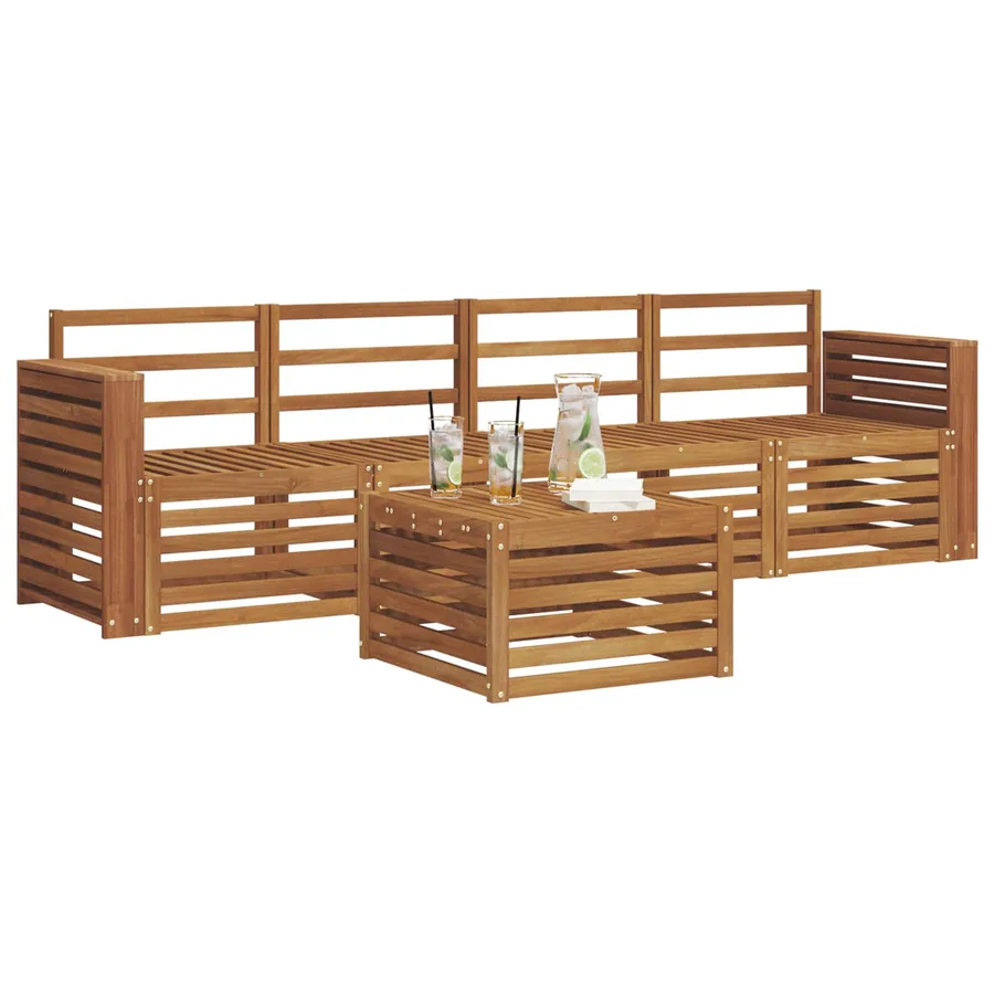 Ensembles de canapés 5 pcs Naturel Bois d'Acacia Massif - 3