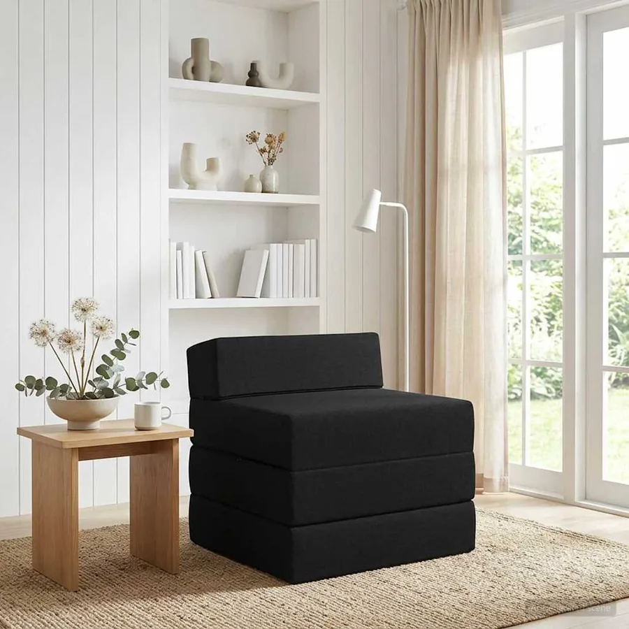 Canapé-lit pliable Noir 200 x 70 x 15 cm Tissu
