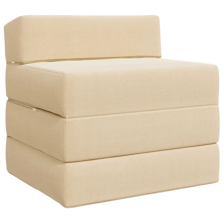 Canapé-lit pliable Crème 200 x 70 x 15 cm - 2