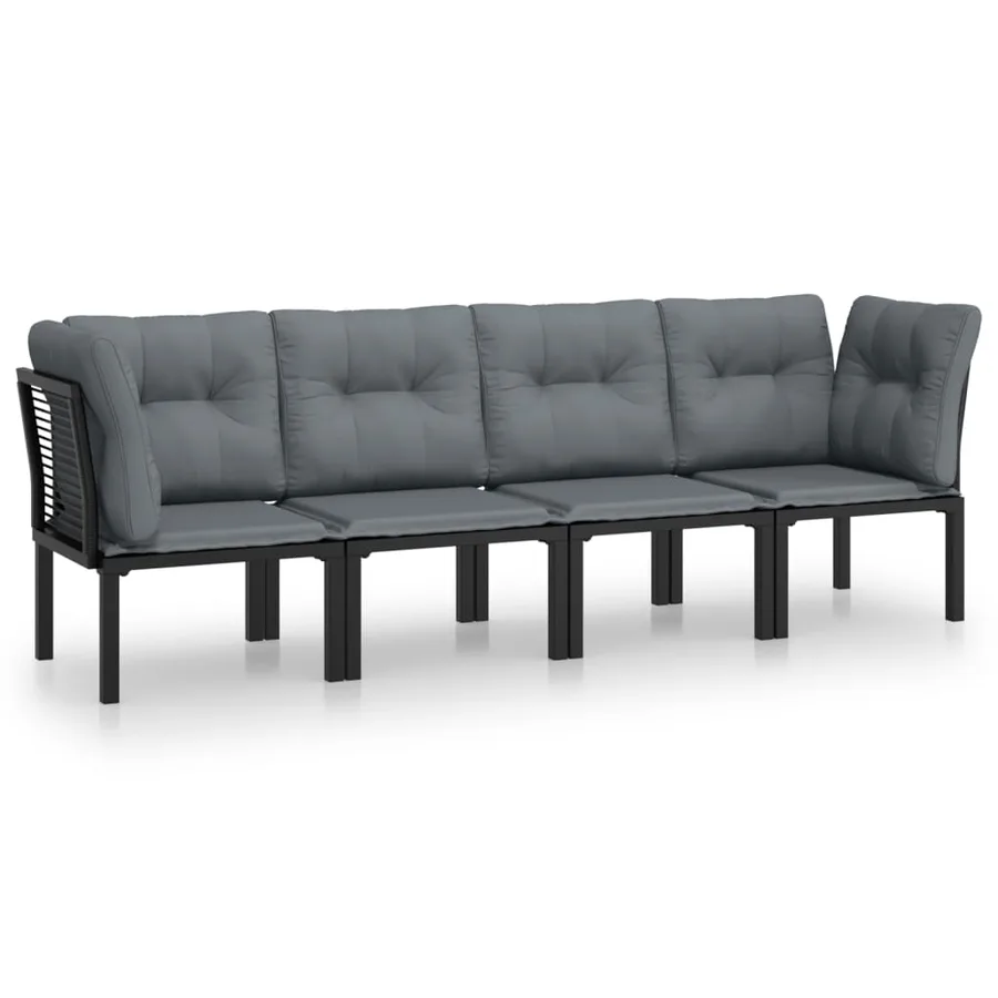 Salon de jardin 4 pcs noir et gris résine tressée - 2