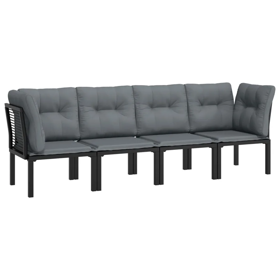 Salon de jardin 4 pcs noir et gris résine tressée - 3