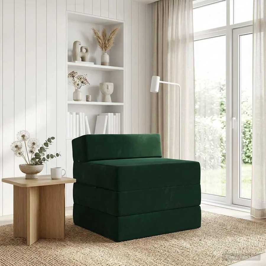 Canapé-lit pliable Vert foncé 200 x 70 x 15 cm Velours