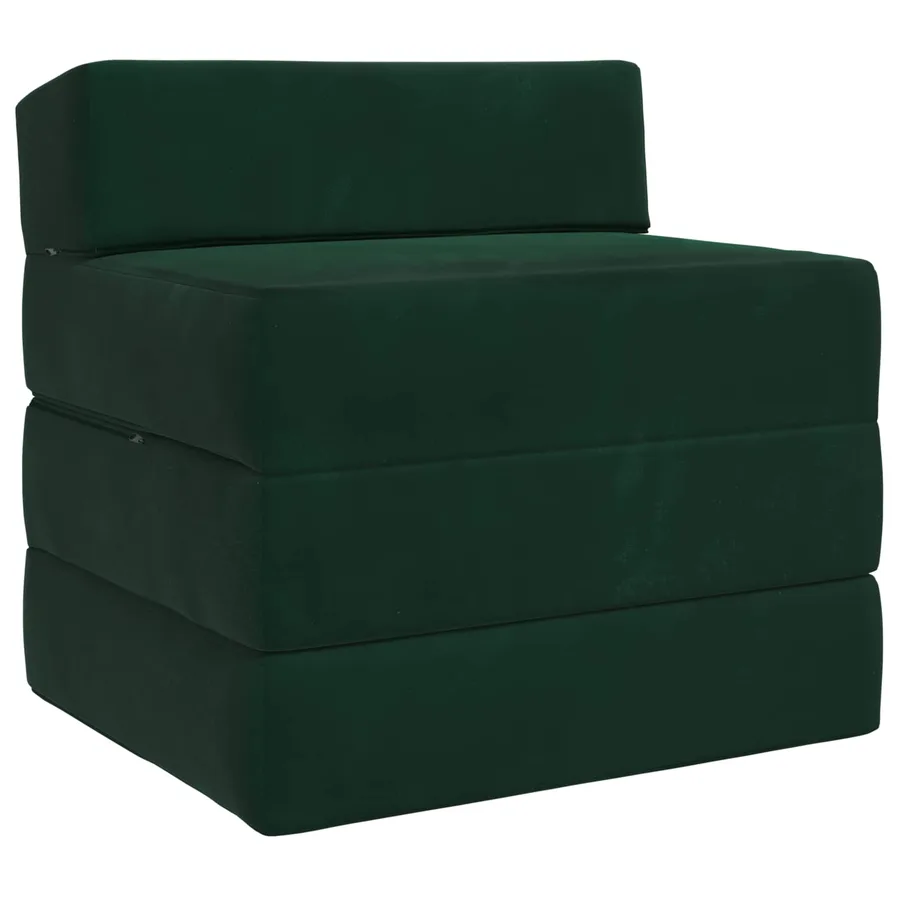 Canapé-lit pliable Vert foncé 200 x 70 x 15 cm Velours - 2