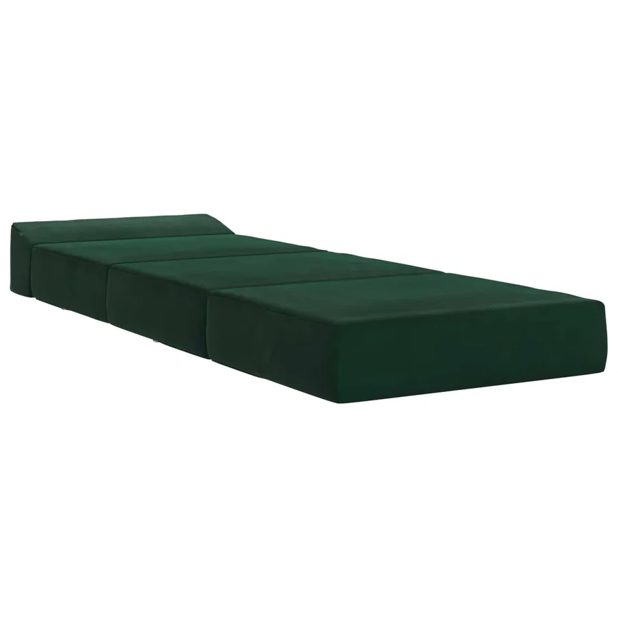 Canapé-lit pliable Vert foncé 200 x 70 x 15 cm Velours - 3
