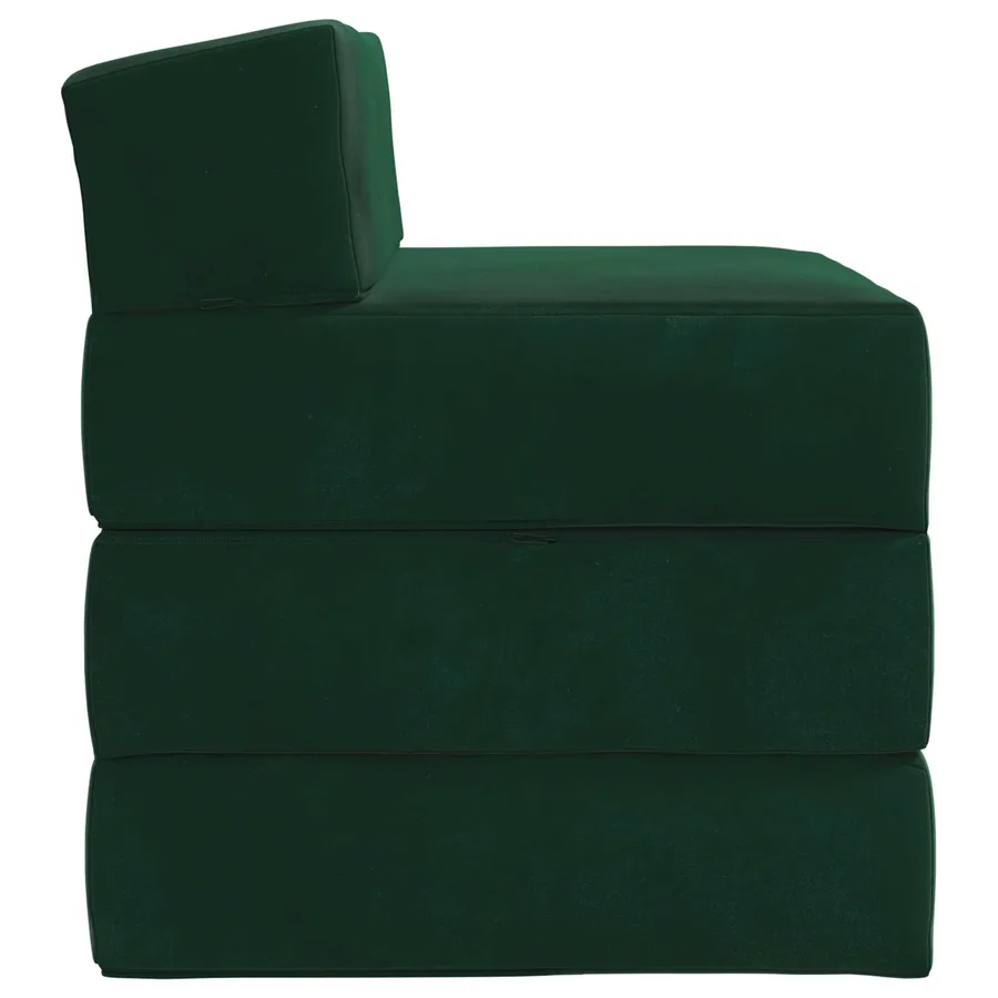 Canapé-lit pliable Vert foncé 200 x 70 x 15 cm Velours - 4
