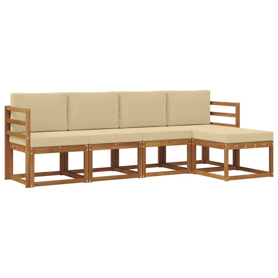 Ensemble de canapés d'extérieur 5 pcs Naturel et Beige - 2