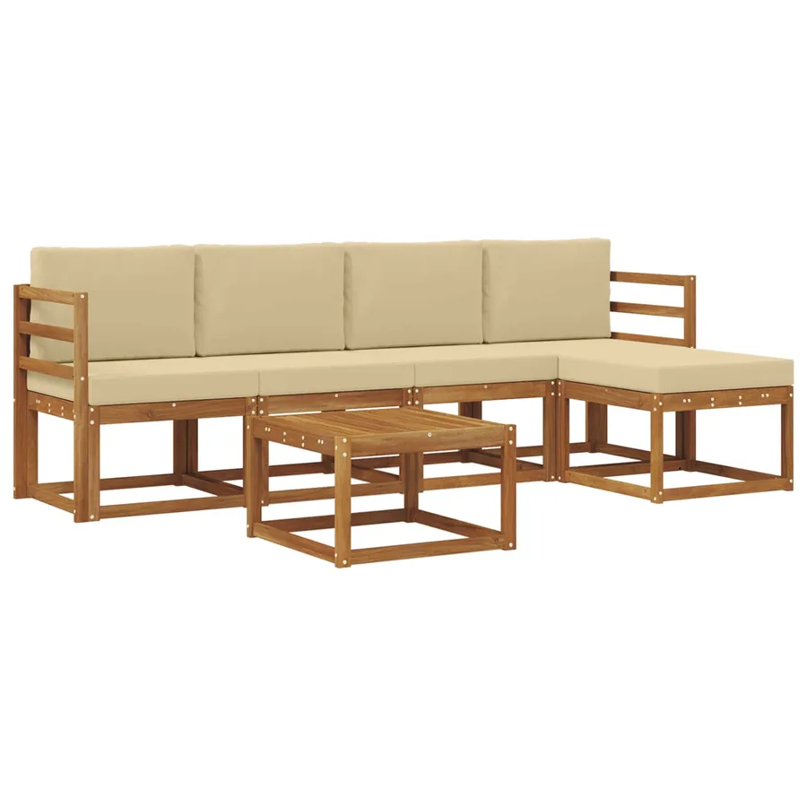 Ensemble de canapés d'extérieur 6 pcs Naturel et Beige - 2