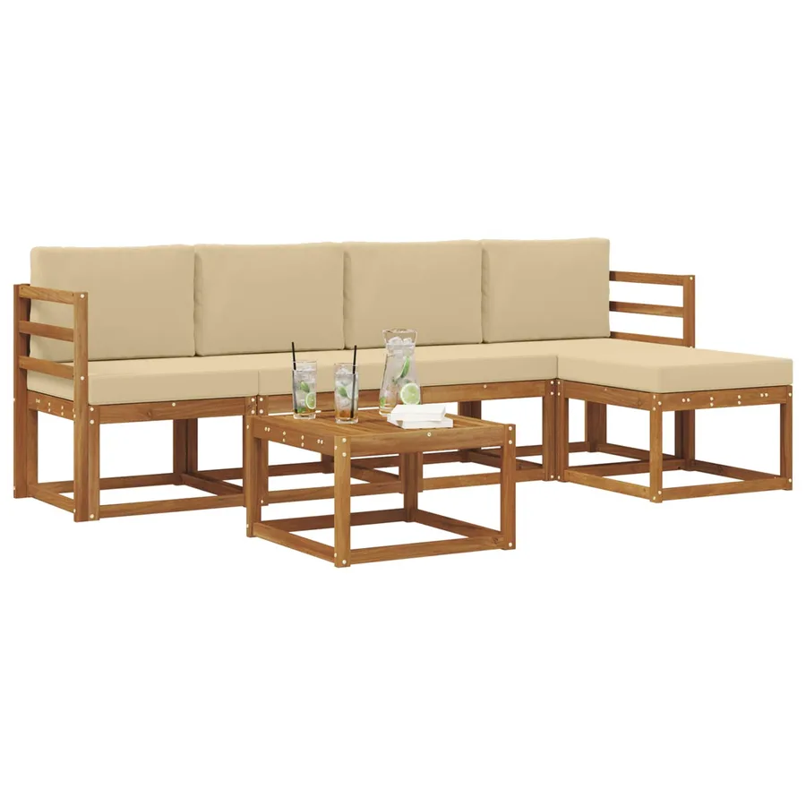 Ensemble de canapés d'extérieur 6 pcs Naturel et Beige - 3