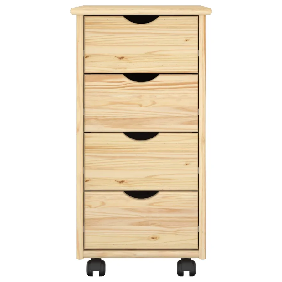 Cabinet roulant Marron 65,5 x 34 x 39 cm Bois de Pin Massif - 4