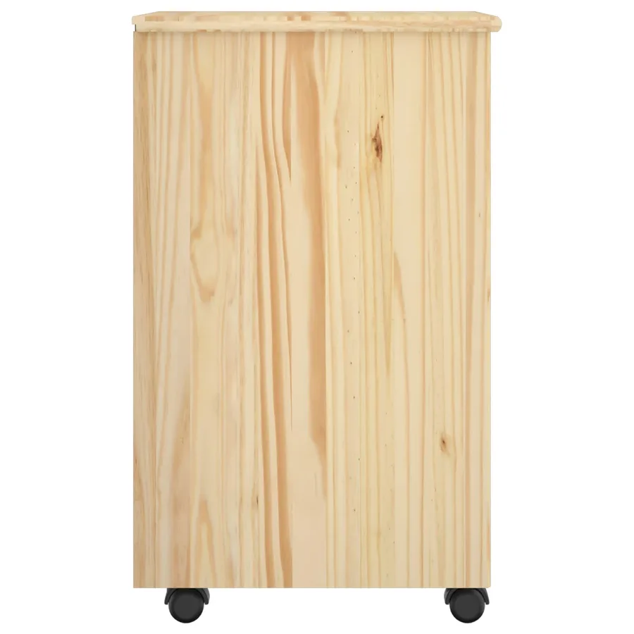 Cabinet roulant Marron 65,5 x 34 x 39 cm Bois de Pin Massif - 5
