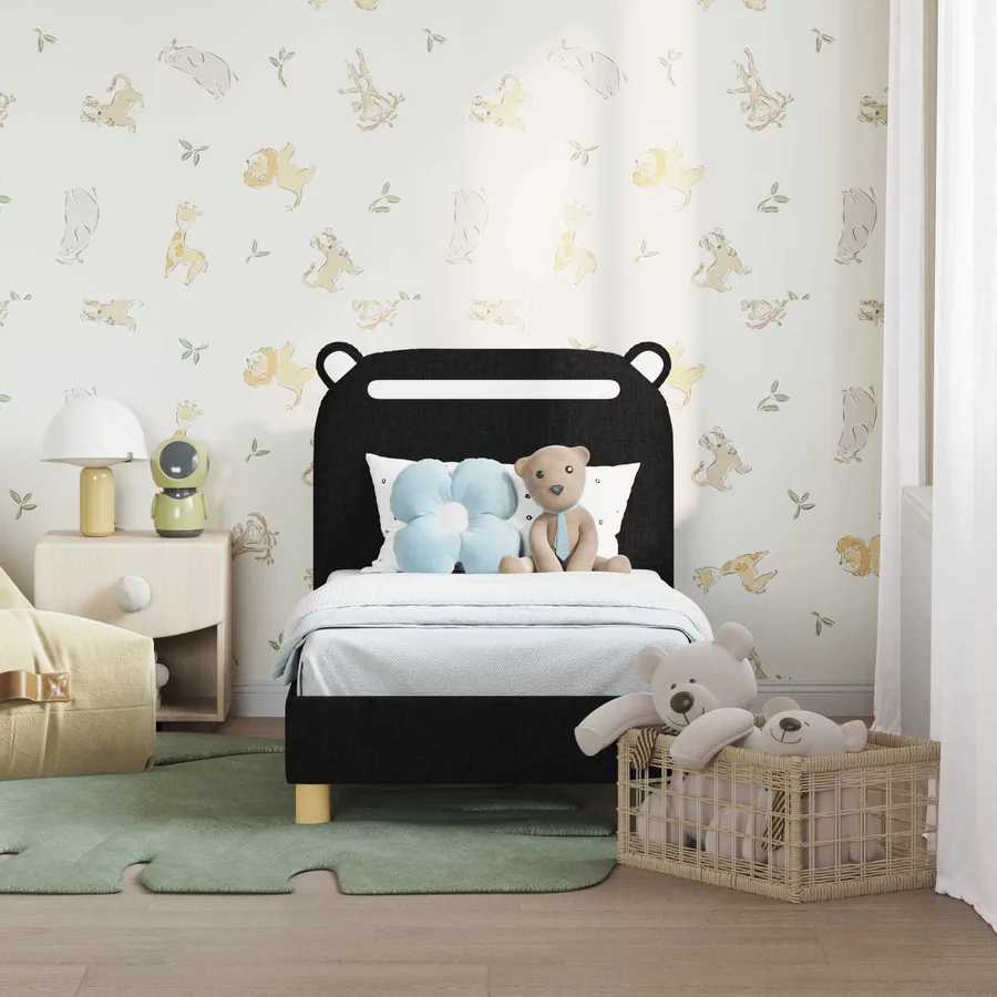 Cadre de lit pour tout-petit avec tête de lit Noir 70 x 140 cm - 3