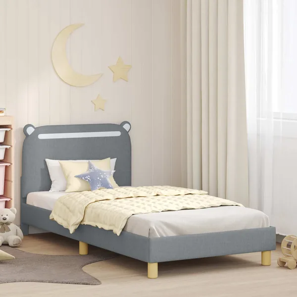 Cadre de lit pour enfants avec tête de lit Gris clair Tissu