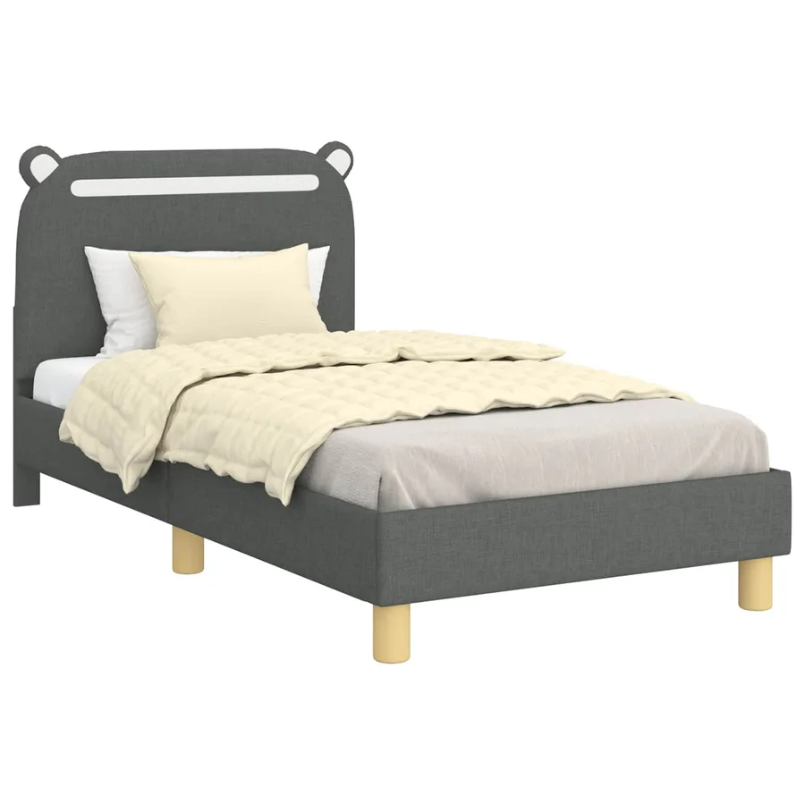 Cadre de lit pour enfants avec tête de lit Gris foncé Tissu - 2