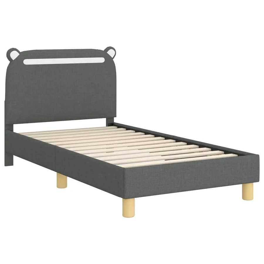 Cadre de lit pour enfants avec tête de lit Gris foncé Tissu - 4