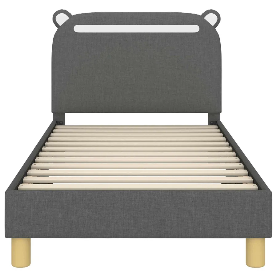 Cadre de lit pour enfants avec tête de lit Gris foncé Tissu - 5