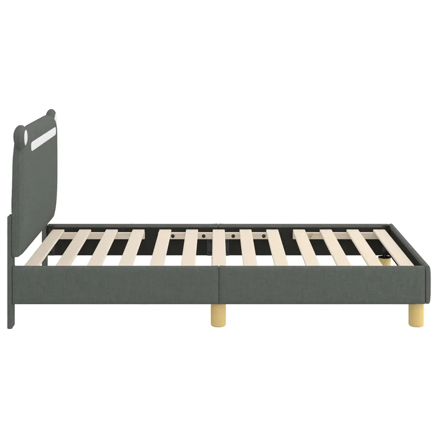 Cadre de lit pour enfants avec tête de lit Gris foncé Tissu - 6