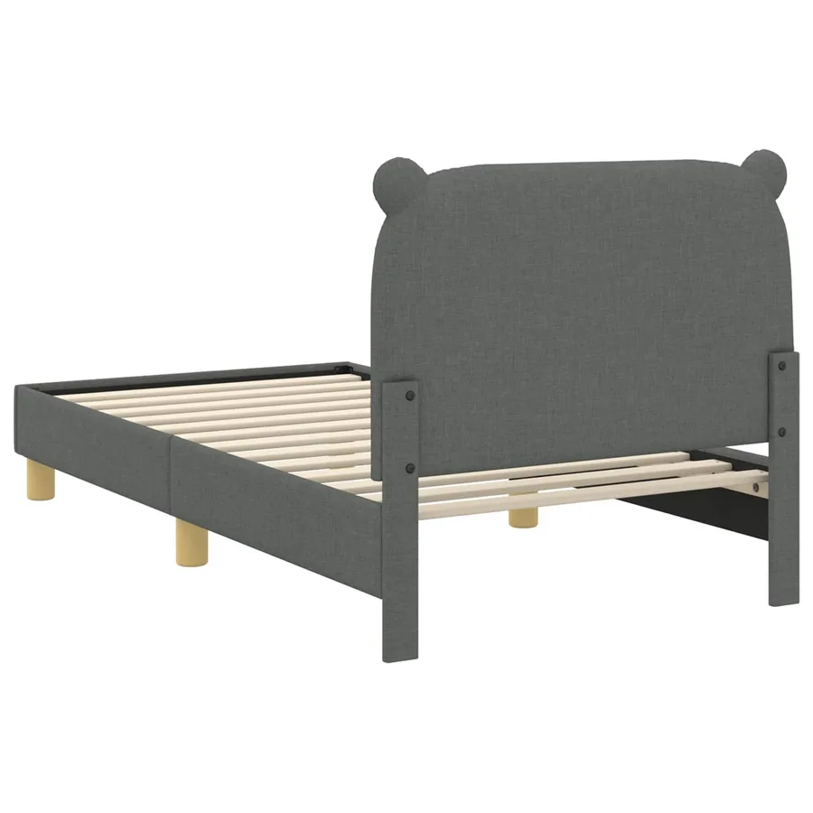 Cadre de lit pour enfants avec tête de lit Gris foncé Tissu - 7