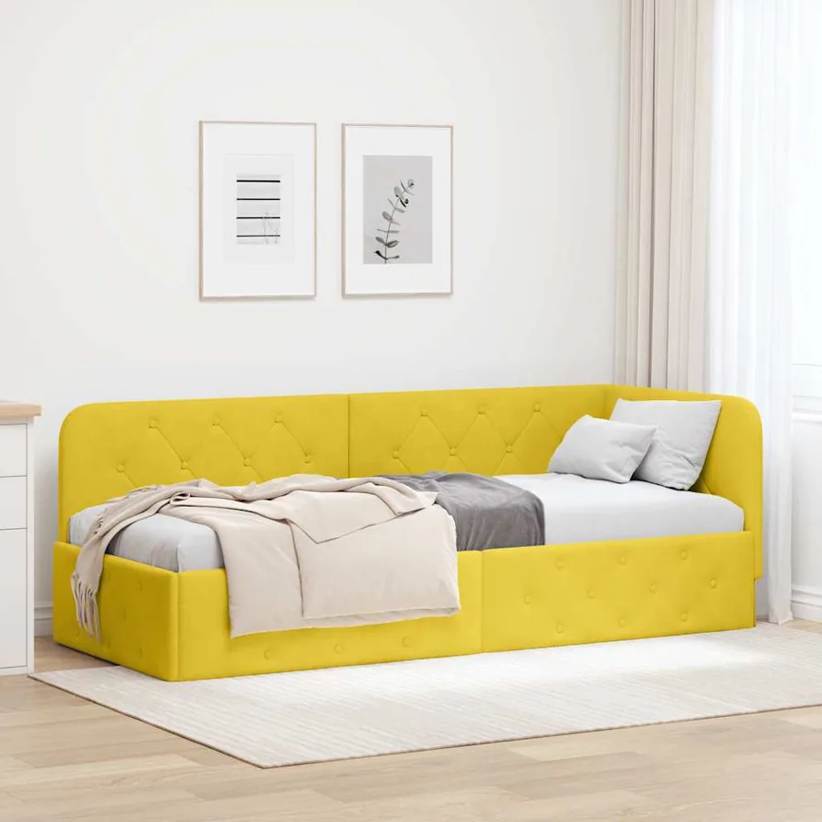 Cadre de lit d'angle Jaune 80 x 200 cm Velours