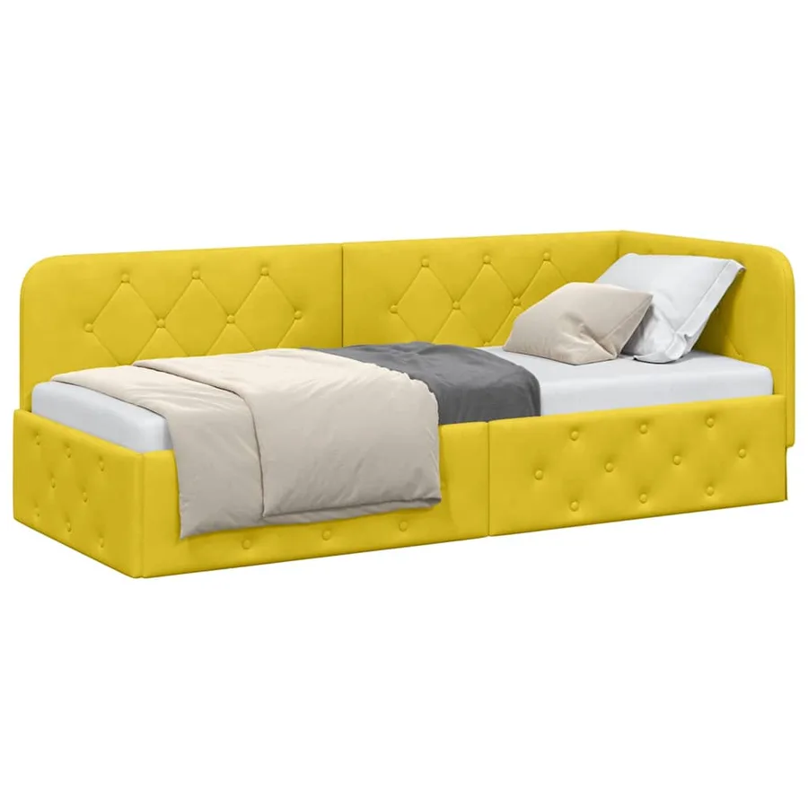 Cadre de lit d'angle Jaune 80 x 200 cm Velours - 3