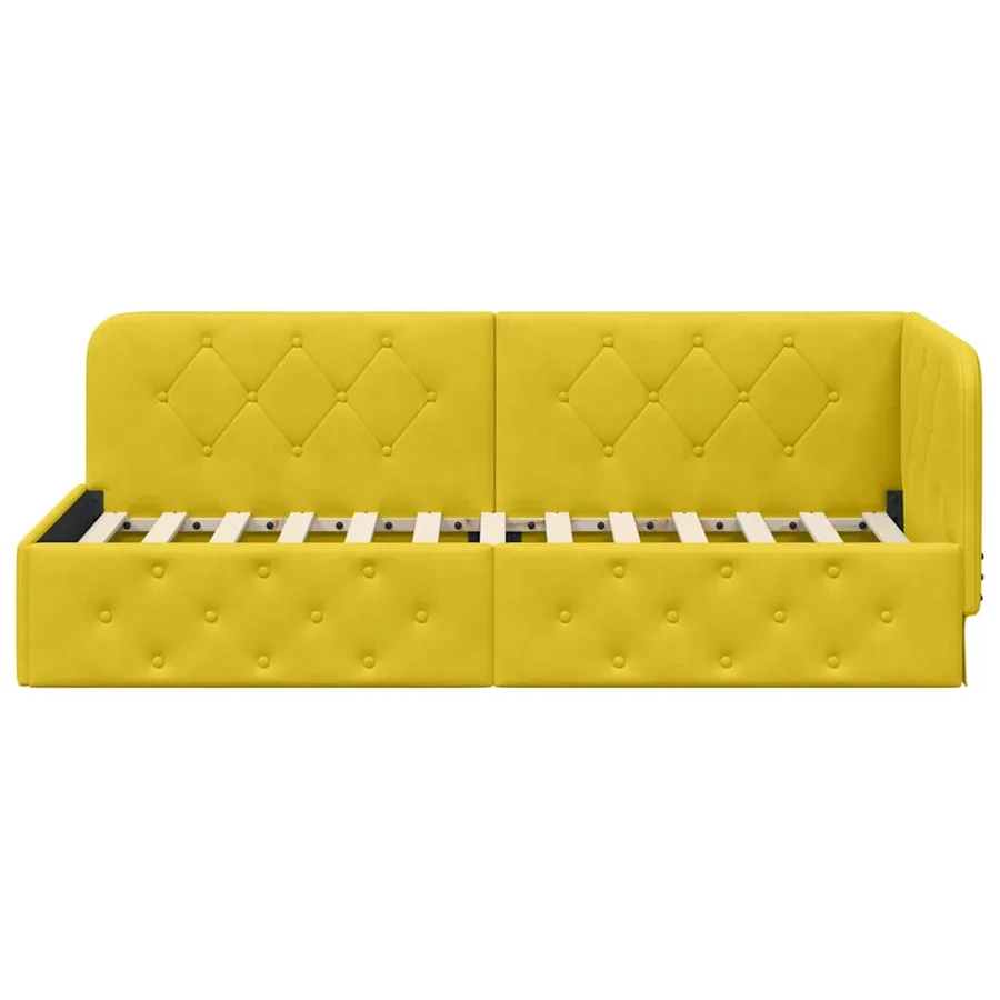 Cadre de lit d'angle Jaune 80 x 200 cm Velours - 5