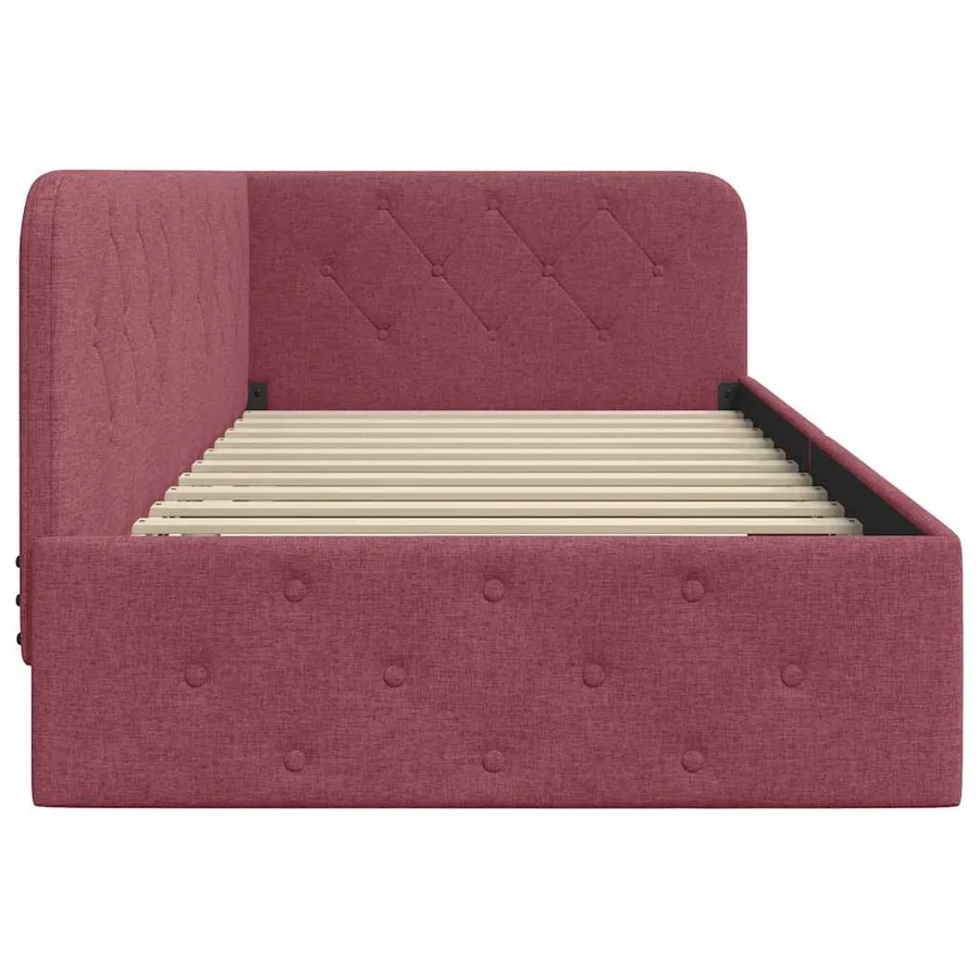 Cadre de lit d'angle Bordeaux 100 x 200 cm tissu - 6