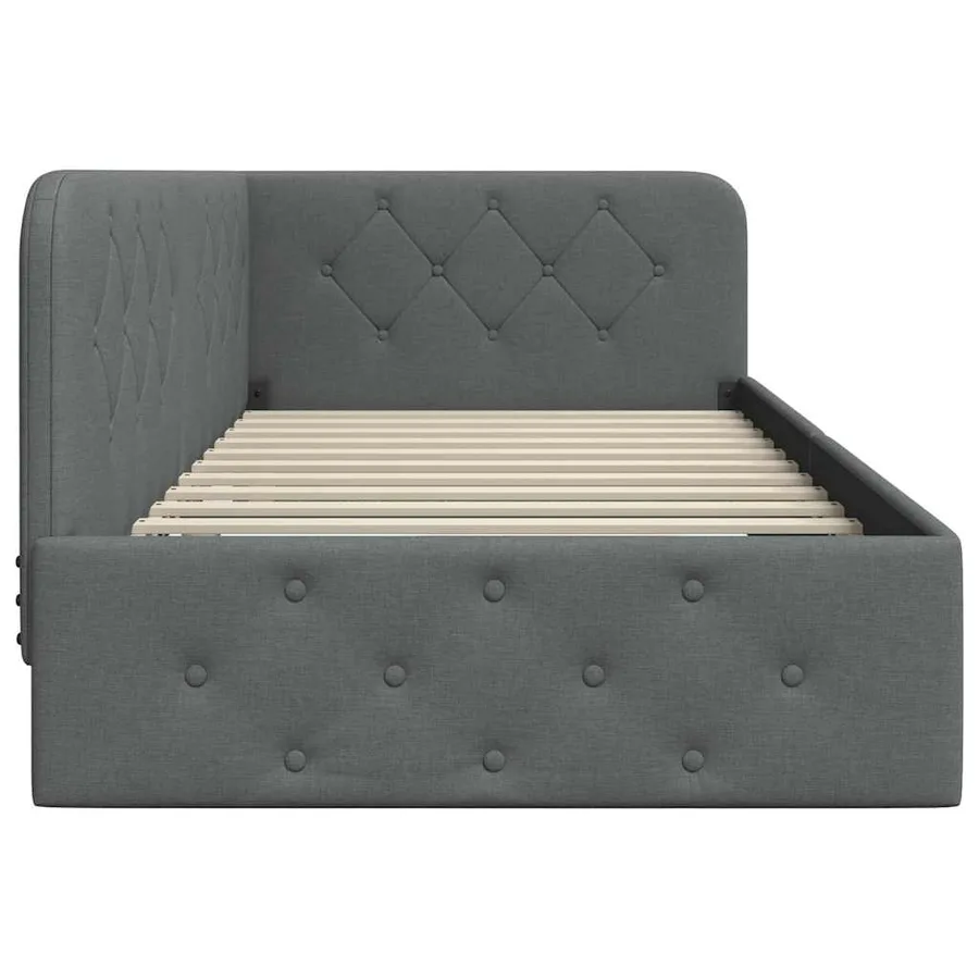 Cadre de lit d'angle Gris foncé 100 x 200 cm tissu - 6
