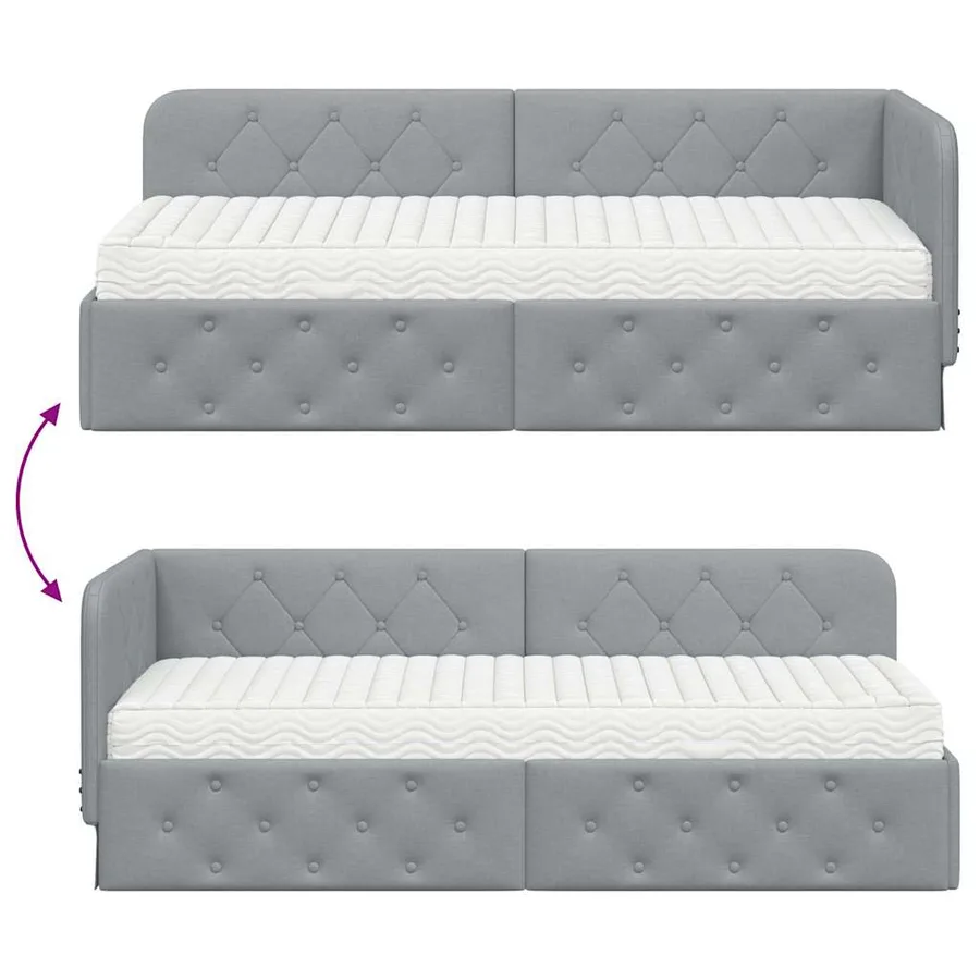 Cadre de lit d'angle Gris clair 80 x 200 cm tissu - 12