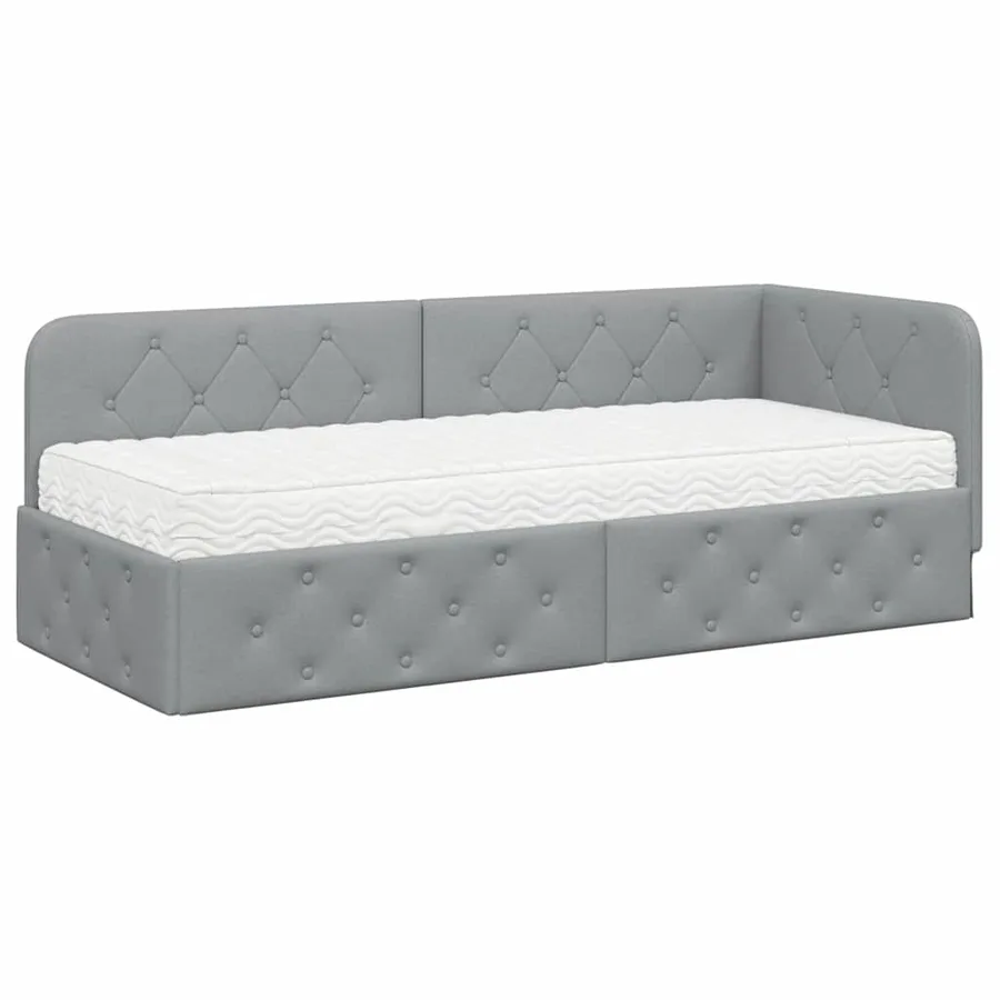 Cadre de lit d'angle Gris clair 80 x 200 cm tissu - 2